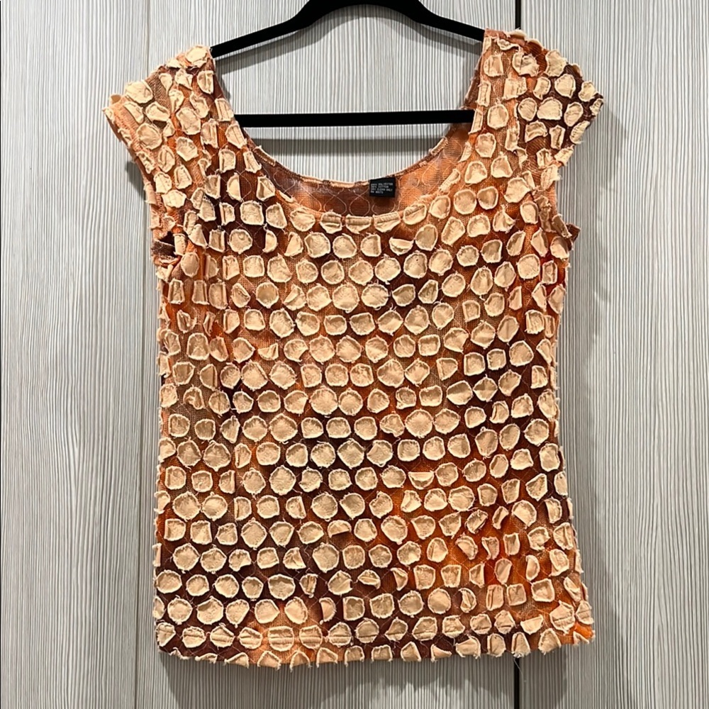 Worth RARE Pleated Cap Sleeve Tank | Burnt‎ Orange & Coral | Fits M | Excellent